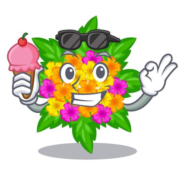 Dondurma lantana çiçek sopa ile karikatür kök üzerinde