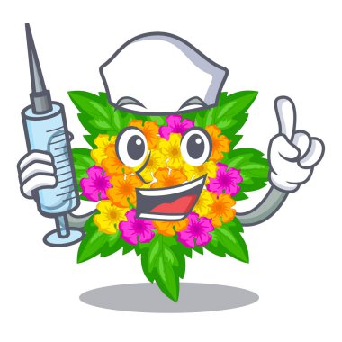 Hemşire lantana çiçek sopa karikatür kök üzerinde