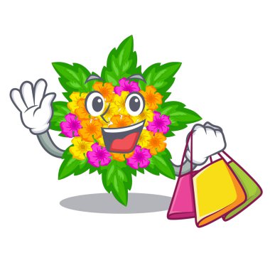 Çizgi film kök üzerinde alışveriş lantana çiçek sopa