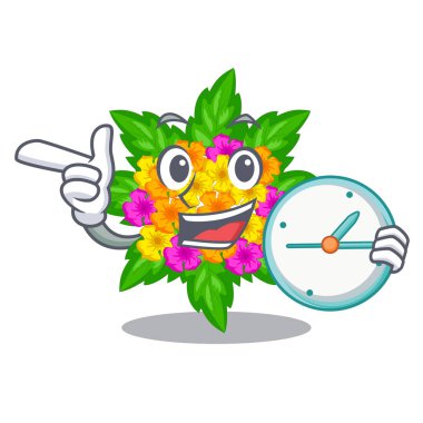 Saat lantana çiçek sopa ile karikatür kök üzerinde