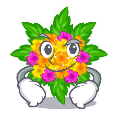 Çizgi film kök üzerinde Smirking lantana çiçek sopa