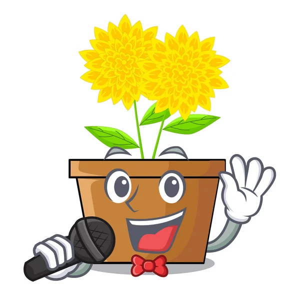 Τραγούδι Ντάλια λουλούδι στο μίσχο μασκότ — Διανυσματικό Αρχείο