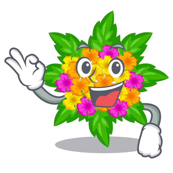 Εντάξει lantana λουλούδια ραβδί μίσχο κινουμένων σχεδίων — Διανυσματικό Αρχείο