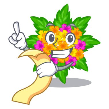 Lantana çiçeklerle karikatür şeklinde menü