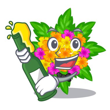 Karakteri ile izole bira lantana çiçeklerle