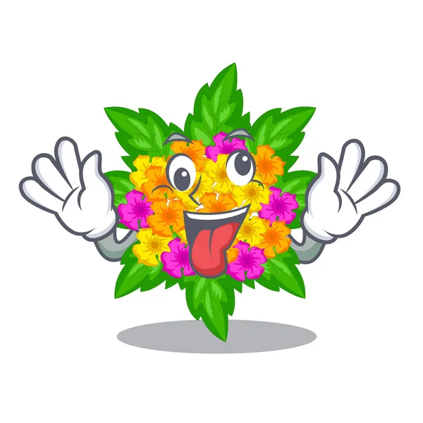 Τρελό lantana λουλούδια που απομονώνονται με το χαρακτήρα — Διανυσματικό Αρχείο