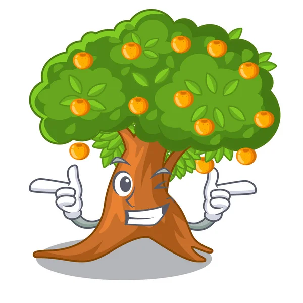Wink narancsfa karakter formájú — Stock Vector