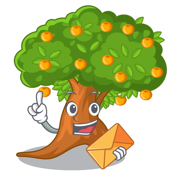 Con sobre naranjo en forma de personaje — Vector de stock