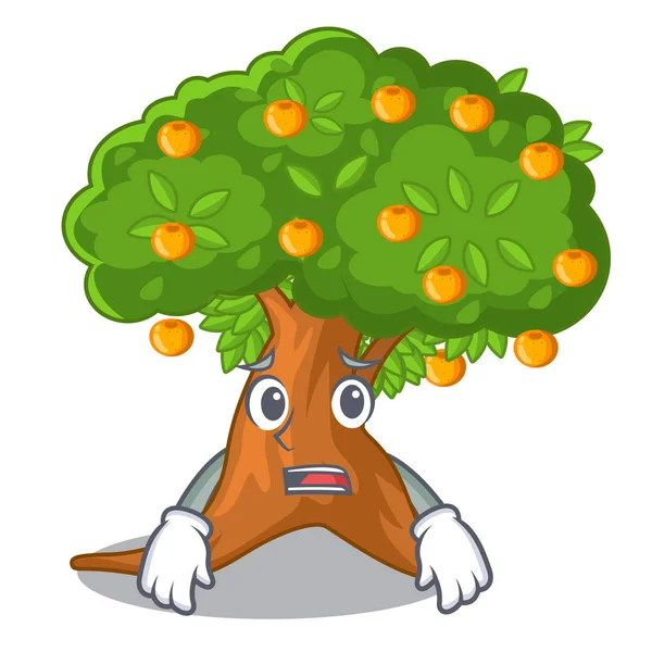 Oranžové bojí kreslený strom vedle domu — Stockový vektor