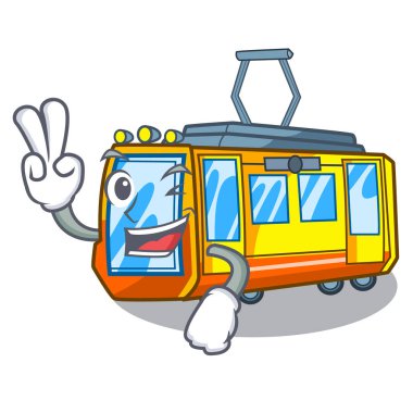 Karikatür ile izole iki parmak elektrikli tren