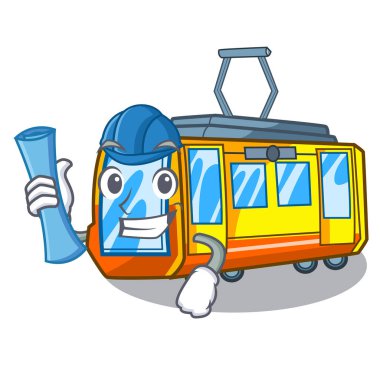 Karikatür ile izole mimar elektrikli tren