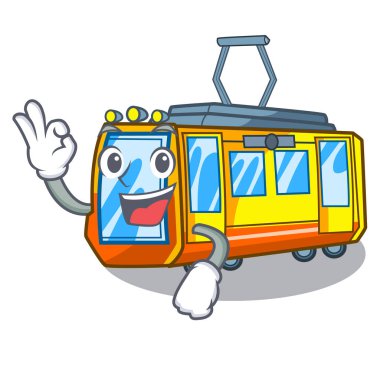 Tamam elektrikli tren karikatür ile izole