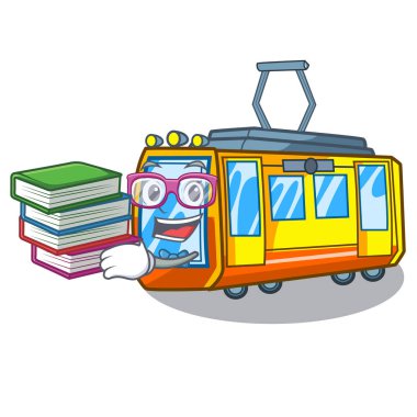 Karikatür şeklinde kitap minyatür elektrikli tren ile öğrenci