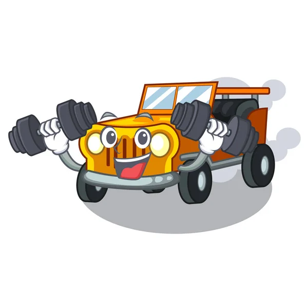 Fitness Jeep car isolated with the cartoon — стоковый вектор