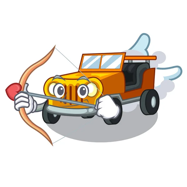 Cupid jeep car isolated with the cartoon — Stock Vector