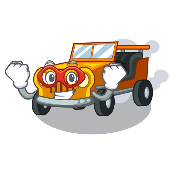 Carro de jipe super herói na mascote forma — Vetor de Stock