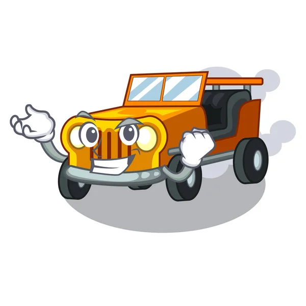 Şekil maskot başarılı Jeep Araba — Stok Vektör