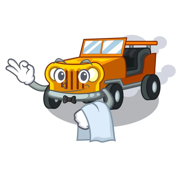 Kellner Jeep Auto Spielzeug in Form Charakter — Stockvektor