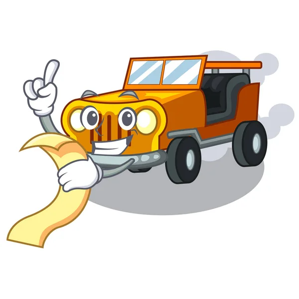Mit Menü Jeep Auto Spielzeug in Form Charakter — Stockvektor