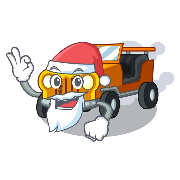 Ön merhamet Santa Jeep karikatür araba — Stok Vektör