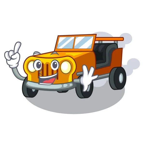 Finger-Jeep Cartoon-Auto vor Gnade — Stockvektor