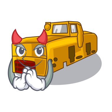 Maskot içinde izole şeytan lokomotif madeni