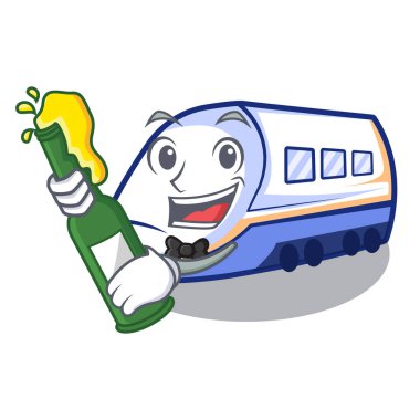 Bira minyatür shinkansen tren ile karikatür şeklinde