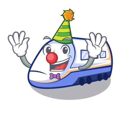 Clown miniature shinkansen train in cartoon shape clipart