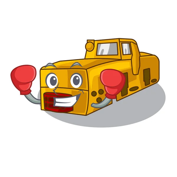 Boxing miniatura locomotiva mina em forma de desenho animado — Vetor de Stock