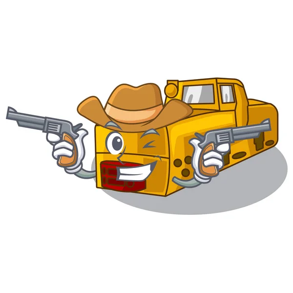 Cowboy-Miniatur-Lokomotive in Cartoon-Form — Stockvektor