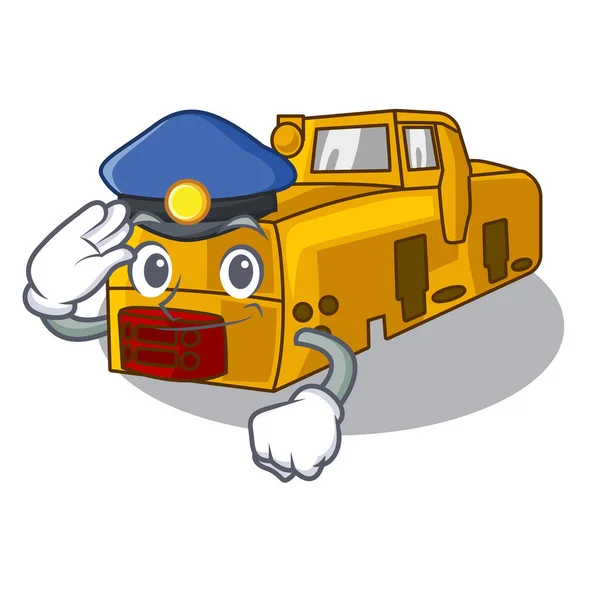 Polícia miniatura locomotiva mina em forma de desenho animado — Vetor de Stock
