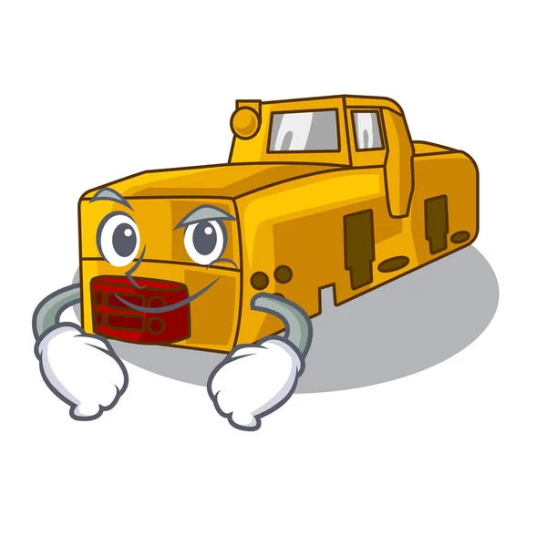 Mina de locomotora de juguete sonriente en forma de personajes — Vector de stock