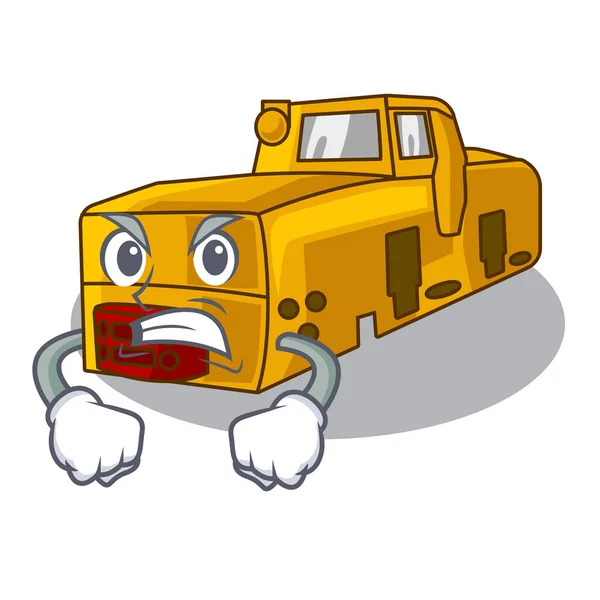 Angry locomotive mine isolated in the mascot — Stock Vector