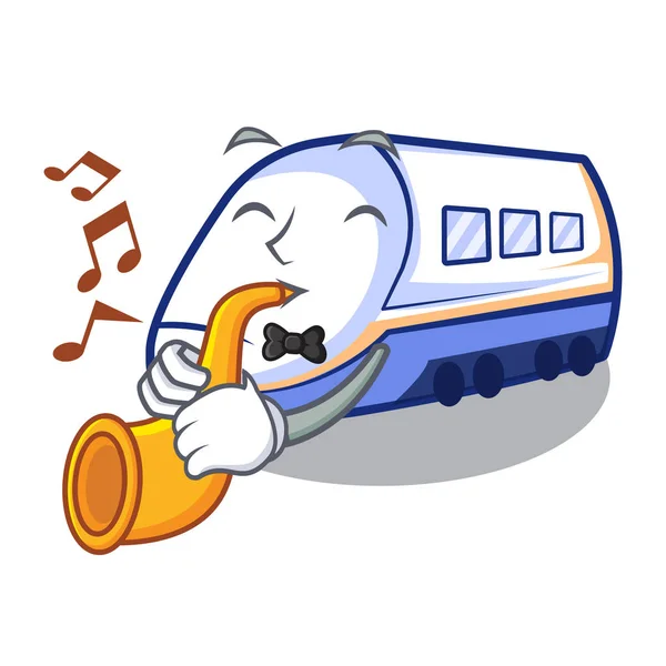 Con trompeta shinkansen tren aislado en la caricatura — Vector de stock
