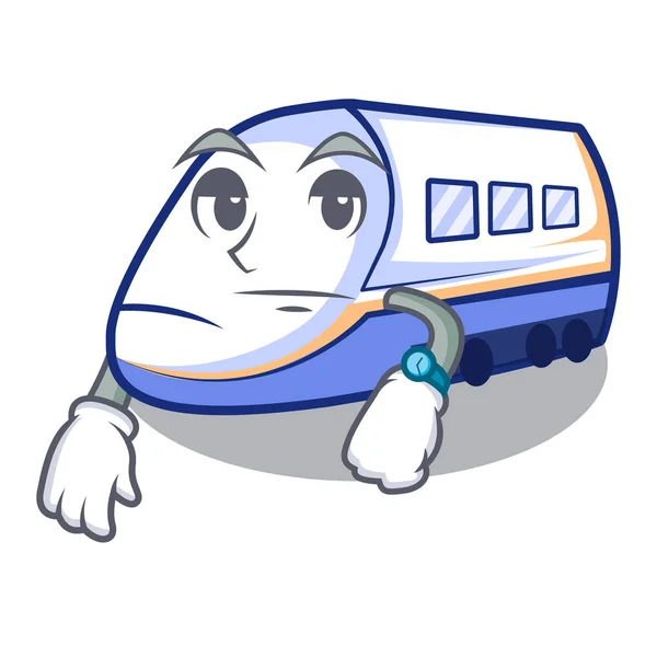 Väntar på miniatyr shinkansen tåg i tecknad form — Stock vektor