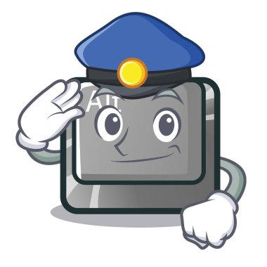 Polis alt düğmesini karikatür şeklinde