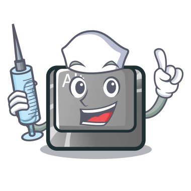 Hemşire alt düğmesini maskotu ile izole