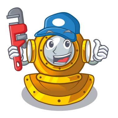 Tesisatçı Dalış kask bir karikatür tablo