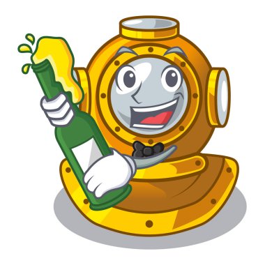 Bira Dalış kask ile bir çizgi film tablo