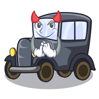 Şeytan eski çizgi film araba yan garajda