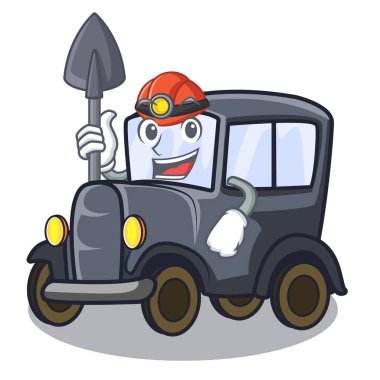 Madenci eski çizgi film araba yan garajda