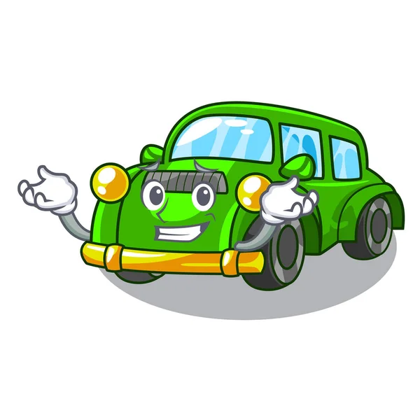 Grinning miniature classic car in shape characters — Stock Vector