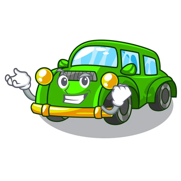 Successful miniature classic car in shape characters — Stock Vector