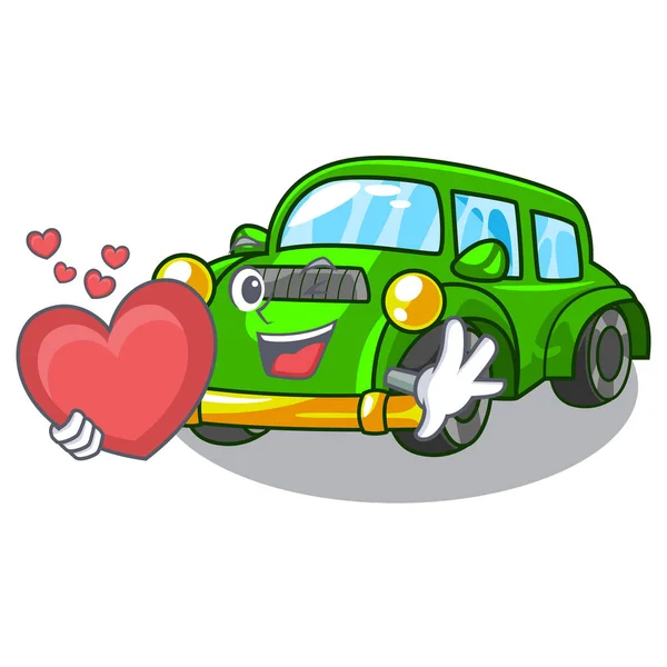 With heart classic car in the shape mascot — Stock Vector