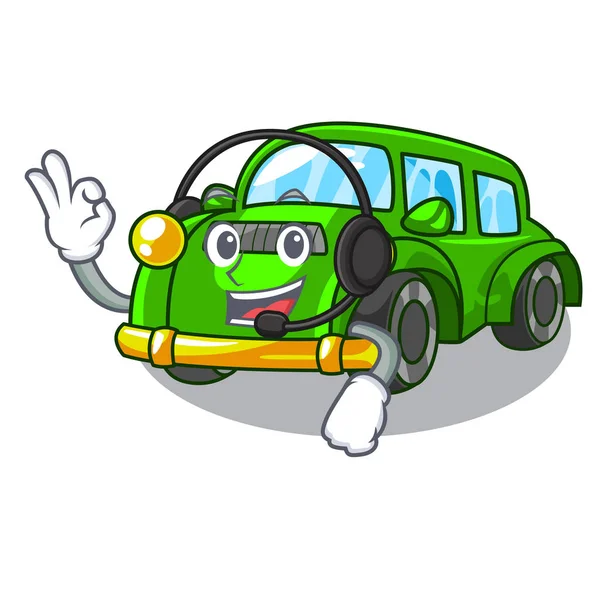 Avec casque classique jouets de voiture en forme de dessin animé — Image vectorielle