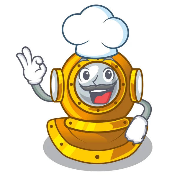 Casco de chef buceo aislado en la caricatura — Vector de stock