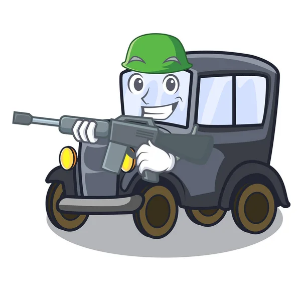 Army old car in the shape character — Stock Vector