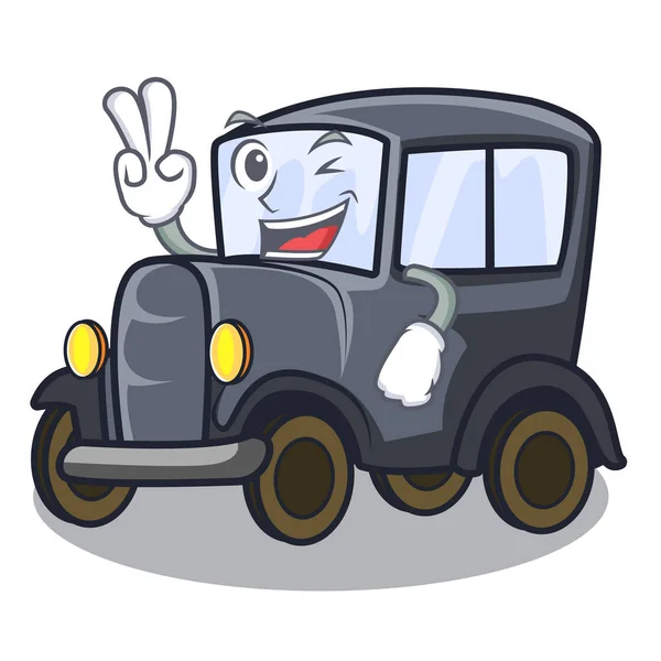 Dvěma prsty staré auto izolován v animovaném seriálu — Stockový vektor