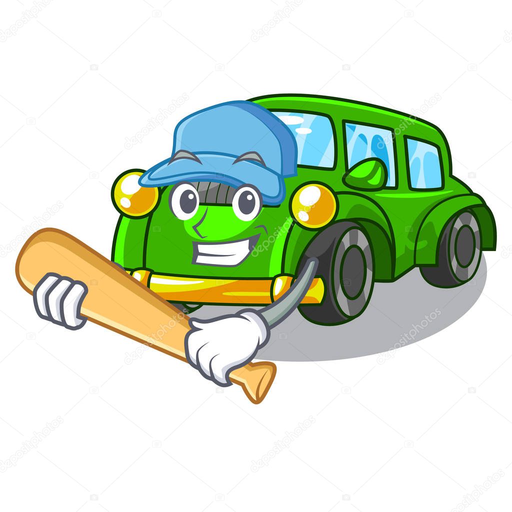 Playing baseball classic car isolated in the cartoon