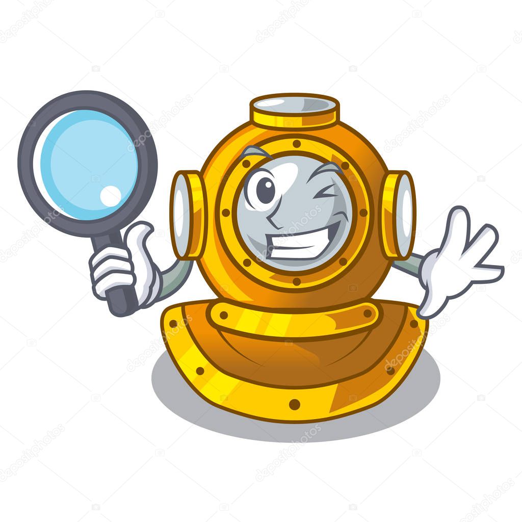 Detective helmet diving isolated in the cartoon